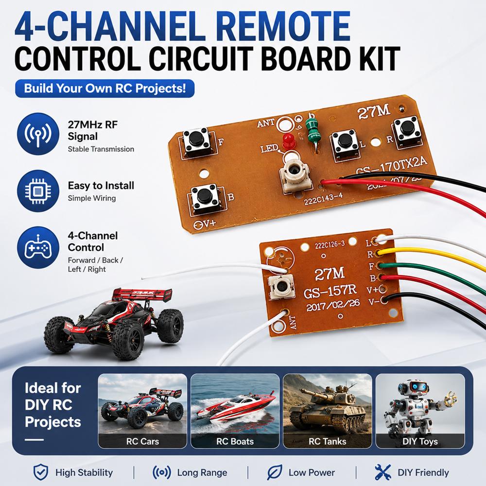 Joystick Rc Drone - 27MHz リモートコントロールキット 4CH ワイヤレス送信機受信機ボードモジュール無線周波数信号回路 DIY RC