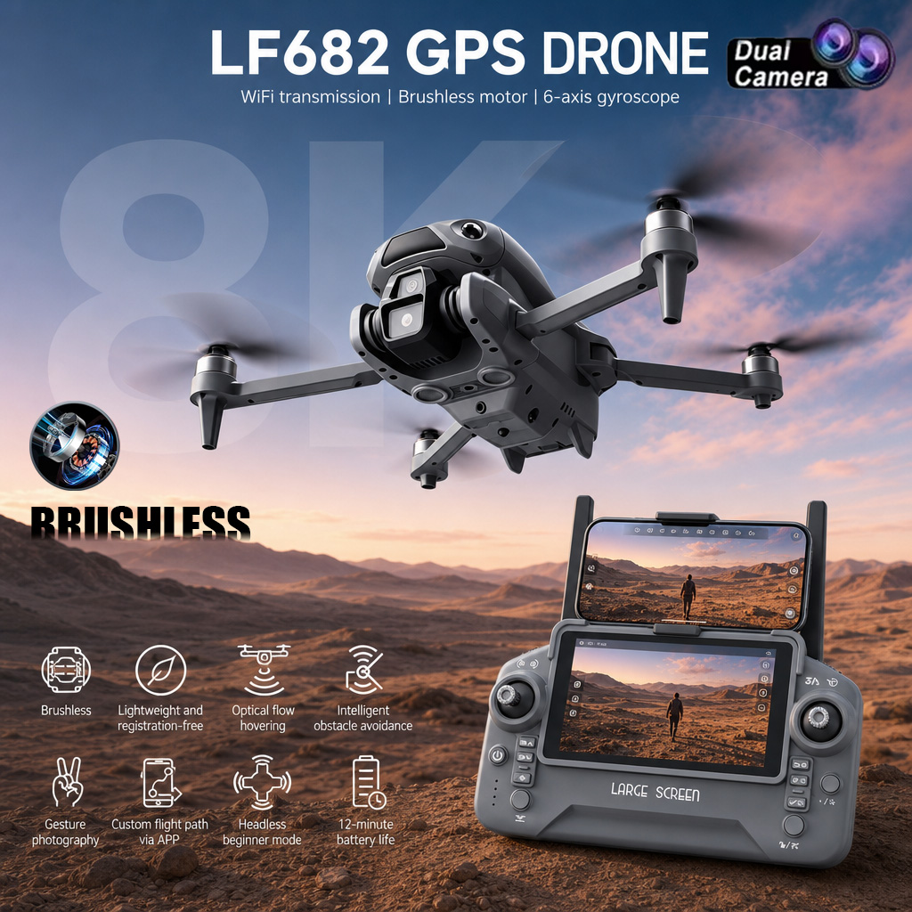 Drone Gps Rc Tt36 - 新型LF682ドローン 8KデュアルカメラFPVプロフェッショナルHDプロフェッショナル空中GPSオプティカルフロー障害物回避ブラシレス折りたたみ式RCクアッドコプター