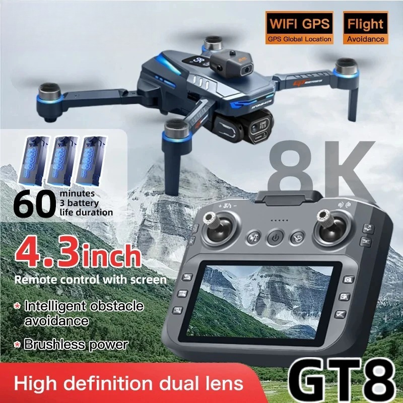 オリジナルGT8ドローン 8Kプロフェッショナルデュアルカメ - Drone Gps Rc Tt36 のレビューと価格