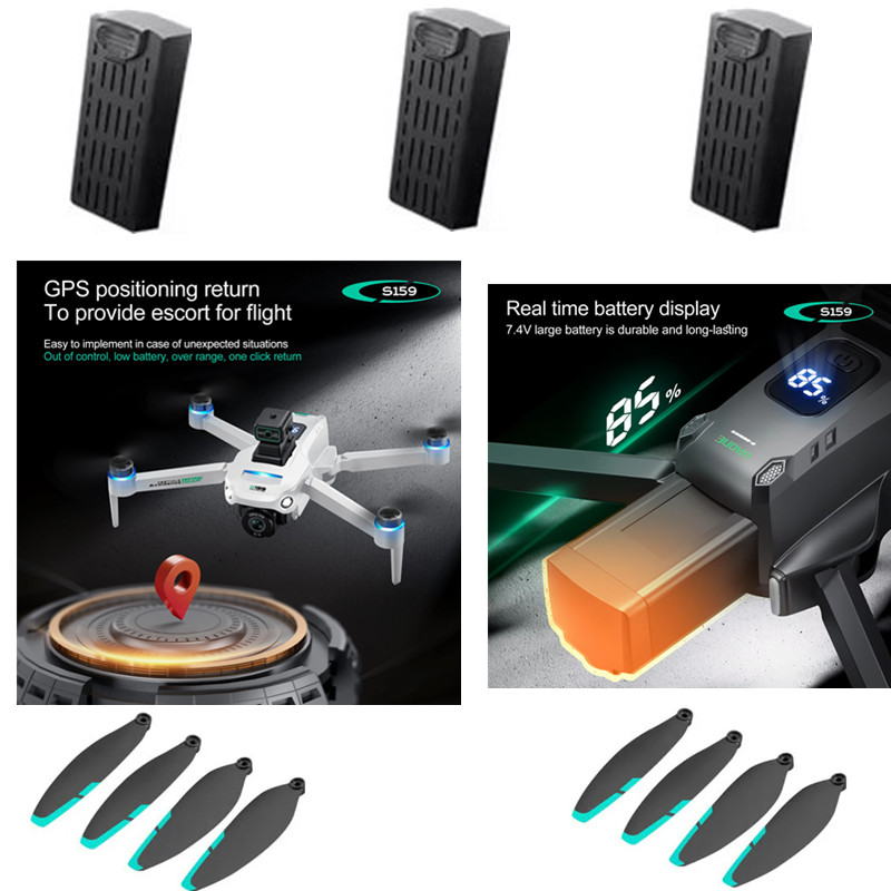 GPS rcドローン用のオリジナルバッテリー,スペアパーツ, - Drone Rc Gps S159 のレビューと価格